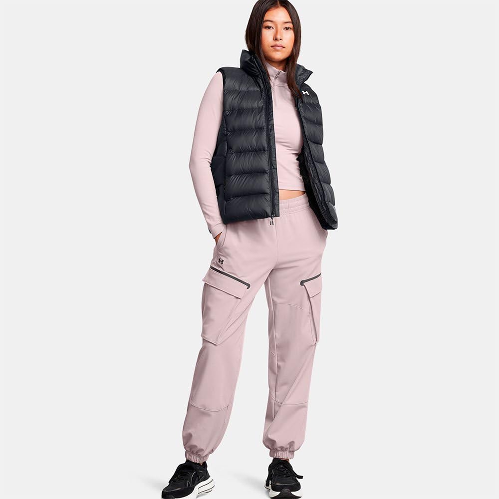 Spodnie Unstoppable damskie Under Armour kolor fioletowy fason cargo high waist