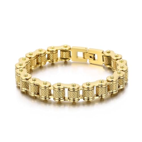 18K Gold Men's Fashion Personalized Bracelet Cuban Chain Bicycle Motorcycle Chain Hip Hop Jewelry Men's Cool Bracelet
