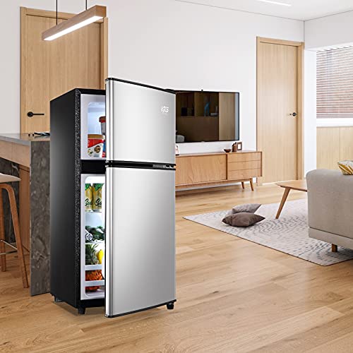 3.5Cu.Ft Compact Refrigerator Mini Fridge with Freezer, Small Refrigerator with 2 Door, 7 Level Thermostat Removable Shelves for Kitchen, Dorm, Apartment, Bar, Office Silver - Image 3