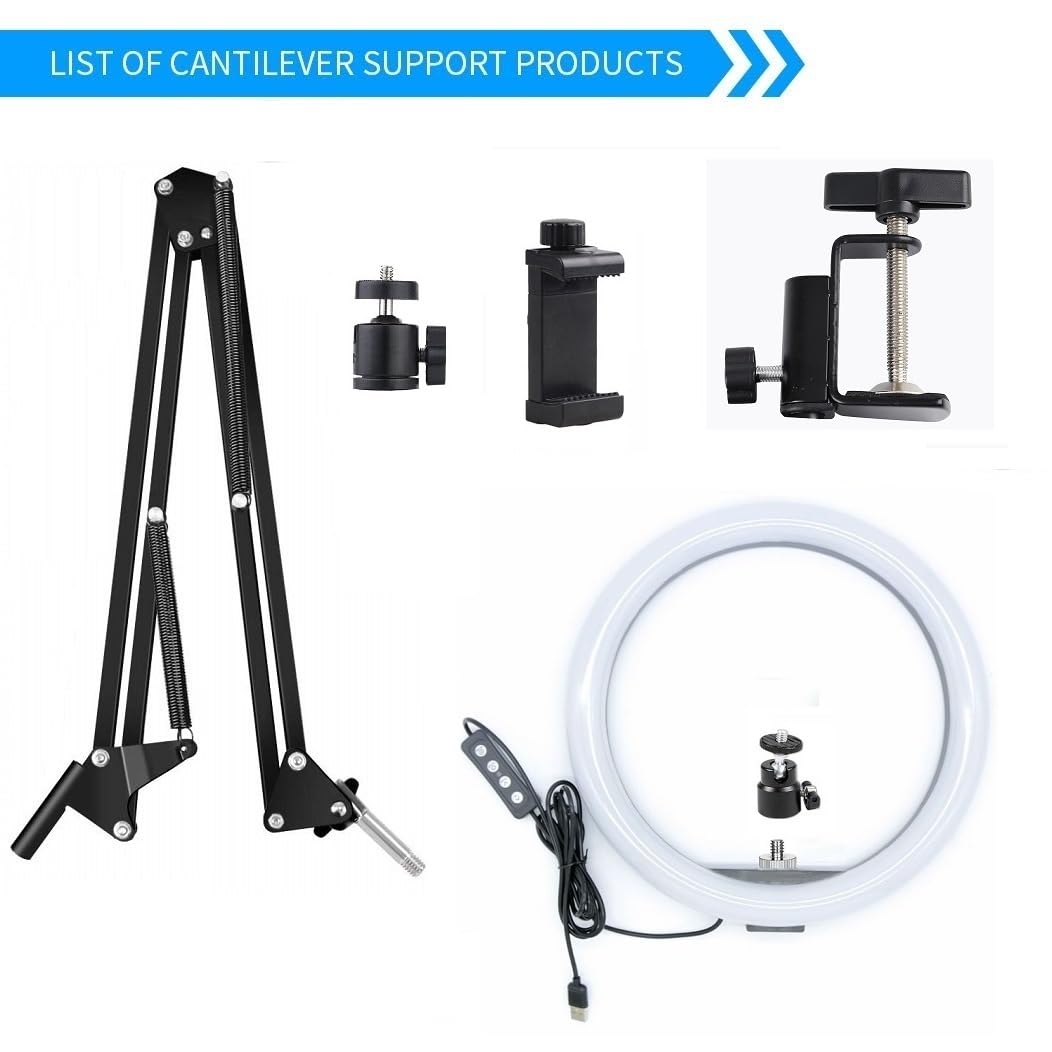 Webcam Selfie Light Stand, 26 cm Ring Light met Desktop Houder en