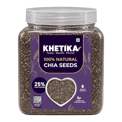 Image of Khetika Chia Seeds 950g I Raw Chia Seed I Seeds For Eating I Rich in Calcium, Protein, Fibre I Helps in Weight Management I Super Seeds for Summers I Jar Pack