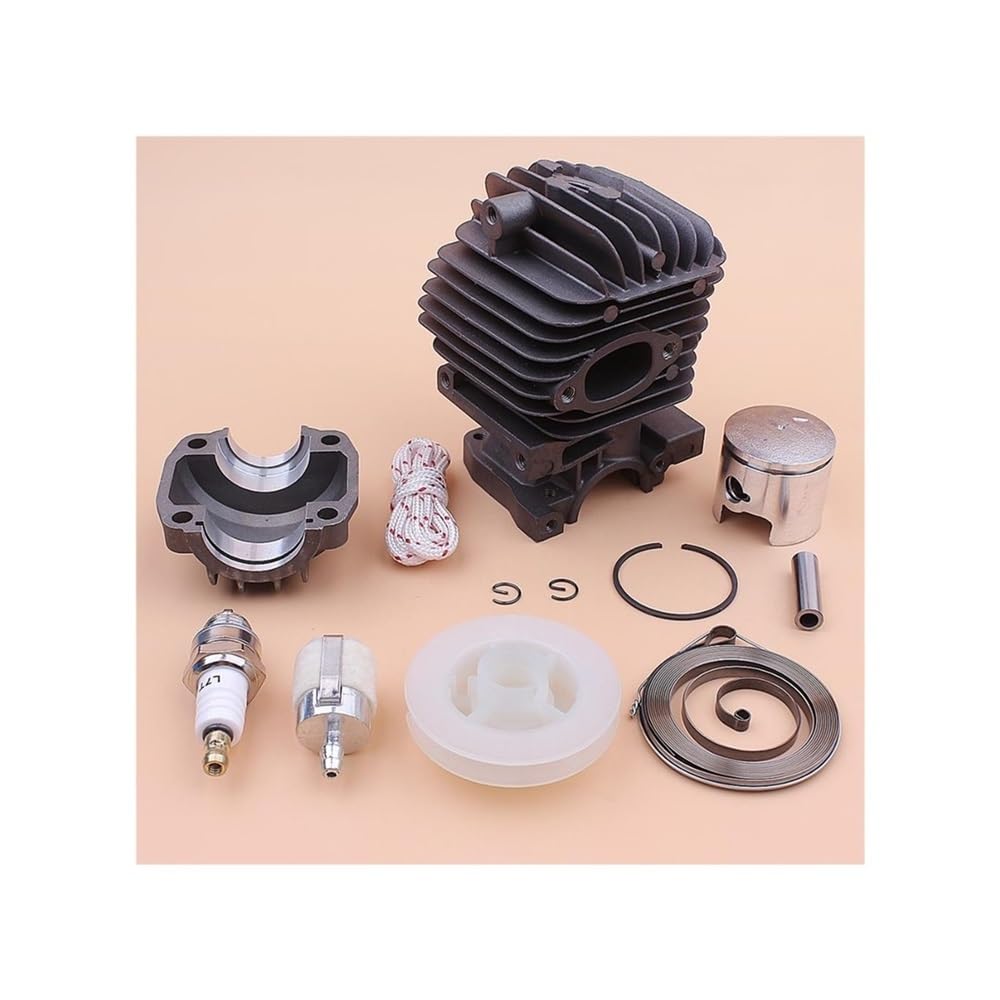 Kit de Base de cárter de Motor de pistón de Cilindro de 34 mm, Compatible con polea de Arranque de Retroceso de 25 CC China, bujía y Pieza de Motosierra.