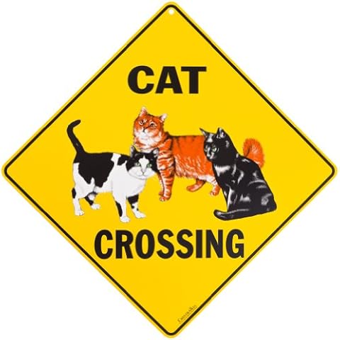 CROSSWALKS Cat Crossing 12" X 12" Aluminum Sign (X89) Cover
