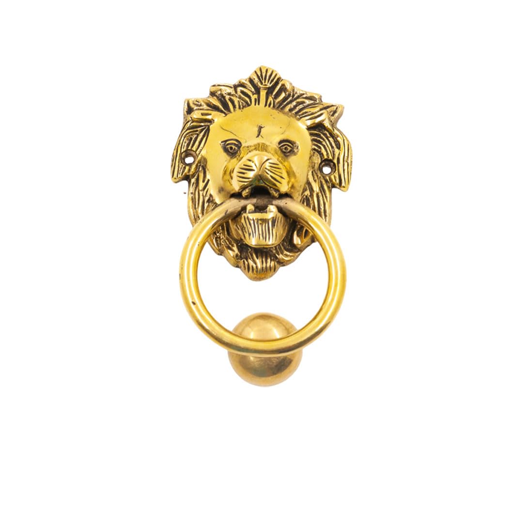 Putrika Brass Lion Door Knocker with Hanging Ring| Home Décor| Main Door Decorative Item |Lion Head Door Knocker 2