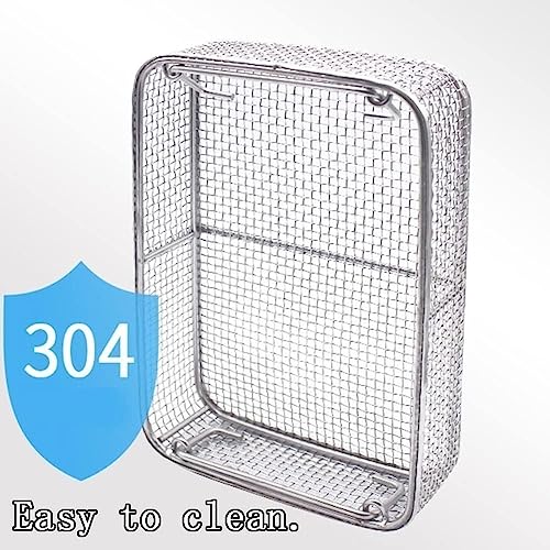 Generico Vassoio di sterilizzazione con cestello a Rete per Strumenti Chirurgici e dentali, Organizer per Strumenti autoclavabile con Coperchio (45 cm * 28 cm * 7 cm)