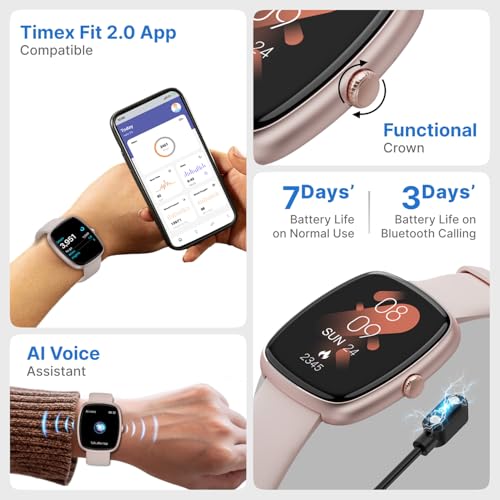 Image of TIMEX iConnect Calling Ace+ 1.83 inch(4.6 cm) 3D UI Display with Functional Crown and BT Calling Smartwatch for Unisex - TWIXW1501T