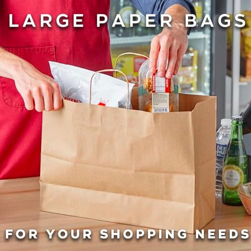 Image of Brown Paper Bags with Handles- 25pcs 16 inchx5 inchx12 inch Large Paper Carry Bags for Shopping, Retail Merchandise, Party Favor Return Gifting Paper Covers