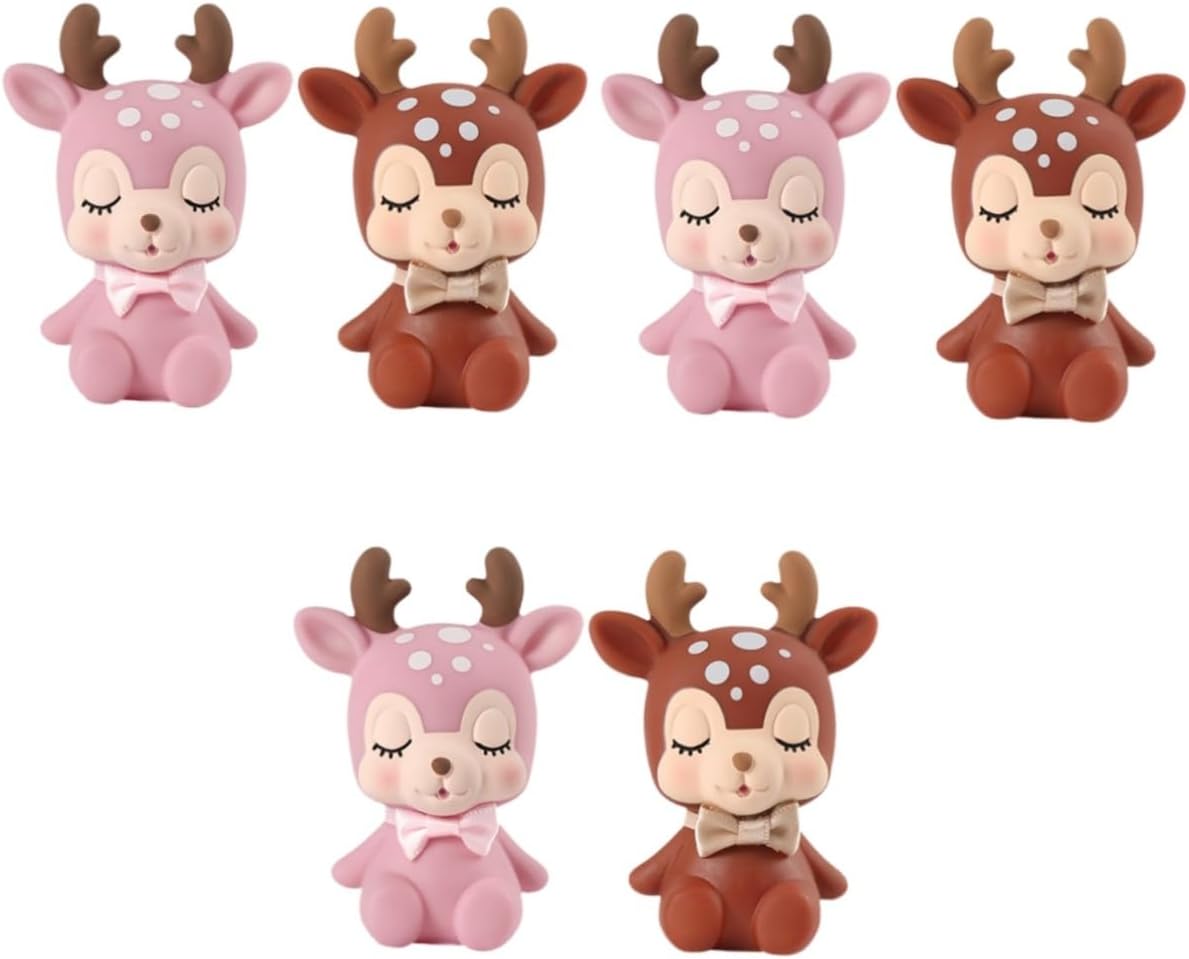 YARNOW6 Pcs Home Decor Sika Deer Ornament Birthday Sika Deer Decor Cake Sika Deer Decor Home Sika Deer Decor Desktop Child Birthday Present