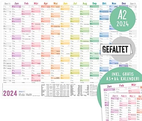 Häfft Wandkalender 2026 A2 - Abwischbarer Jahresplaner Mit Ferien & Feiertagen | Dezember 2025 Bis Januar 2027