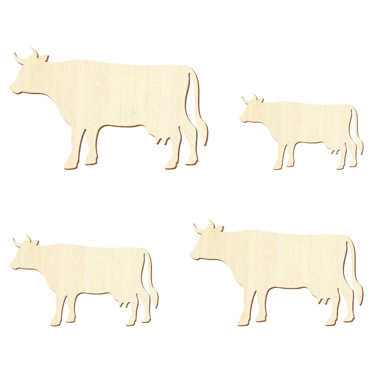 Mucca in legno V1 – Decorazione fai da te, 3 – 50 cm, dimensioni: 5 cm, confezione da 100 pezzi