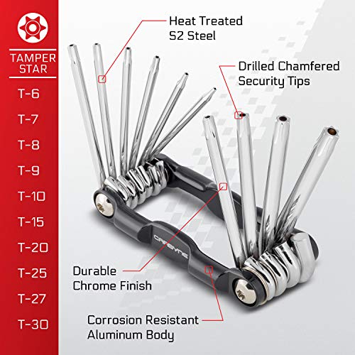 Carbyne Folding Tamper Star Wrench Set - 10 Piece, T-6 To T-30 | S2 Steel #TOP2