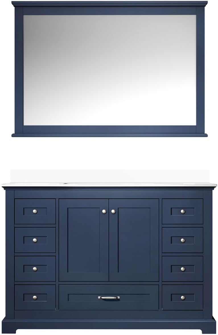 Dukes 48 in. W x 22 in. D Navy Blue Single Bath Vanity, Cultured Marble Top and 46 in. Mirror