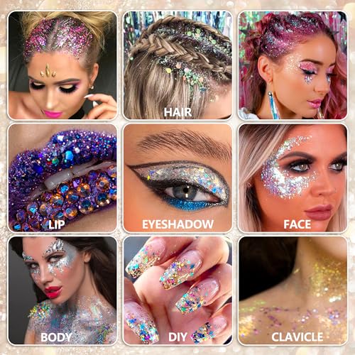 Body-Glitter-Rave-Accessories-Face-Glitter-Makeup-Mermaid-Sequins-for-Eye-Hair-Singer-Concerts-Party-Festival-Sparkling-Chunky-Glitter-for-Women-Kids-Multi-Color