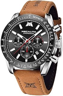 MEGALITH Mens Watches Men Chronograph Waterproof Wrist Watches Leather Band Sports Designer Analog Quartz Watches Men with Luminous Calendar Date Elegant Watches Gift for Men