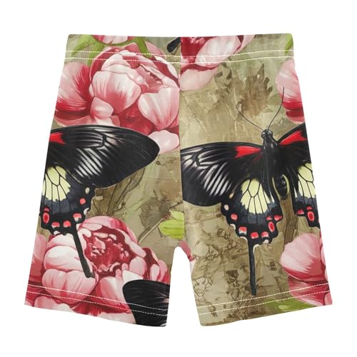 Floral Butterfly Rose Flowers Girls Biker Shorts Toddlers Cotton Under Dress Shorts Funny 4t Summer Clothes2