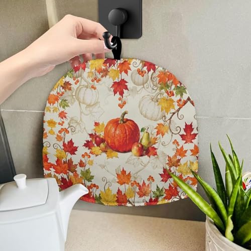 Image of Thanksgiving Pumpkin Print Tea Pot Cover Teas Cosy Insulated Tea Cozies Home Kitchen Decoration Teapot Dust Cover Warming Tea Kettle Quilt Creative Gifts for Banquet