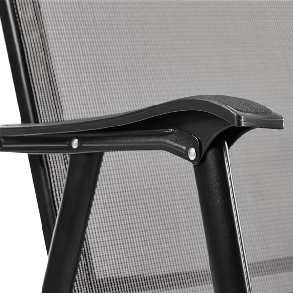Yaheetech Juego de 2 Sillas Plegables para Exterior Capacidad 150kg Gris | con Reposabrazos,Poliéster Resistente,Marco Metálico, Asiento Amplio 45,5x43cm, para Terraza/Balcón/Camping/Comedor/Exterior
