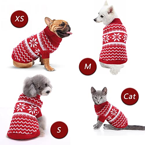 Pullover Hund Weihnachten,Hundepullover Kleine Hunde Weihnachten,Hund Weihnachtspullover,Hunde Weihnachts Pulli,Weihnachtspullover Kleiner Hund,Strickpullover für Hunde (M-Rot)