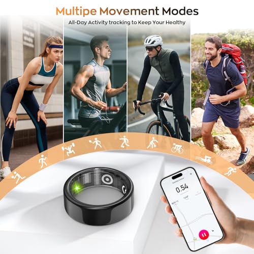 Free Shark Smart Ring with Sleep Monitoring, Step Counting, Heart Rate, for iPhone and Android, No Subscription Fee, IP68 Waterproof Health Tracker (Black, 9) by Free Shark - Image 4