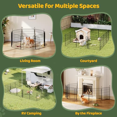 Yaheetech Welpenlaufstall 8-teilig 60 cm hoch, Laufstall mit Tür für Hunde Wohnung und Garten, DIY Hundepark für drinnen und draußen, Faltbares Welpenfreigehege Zaun Gitter
