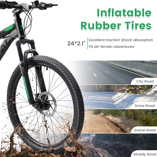 Image of Ecarpat 24 /26 /27.5 Inch Mountain Bike, Full /Front Suspension Mens Boys Mountain Bike with 21 Speed Steel Frame and Dual Disc Brakes, Adult Sport Bicycle for Trail City Road, Gift Choice