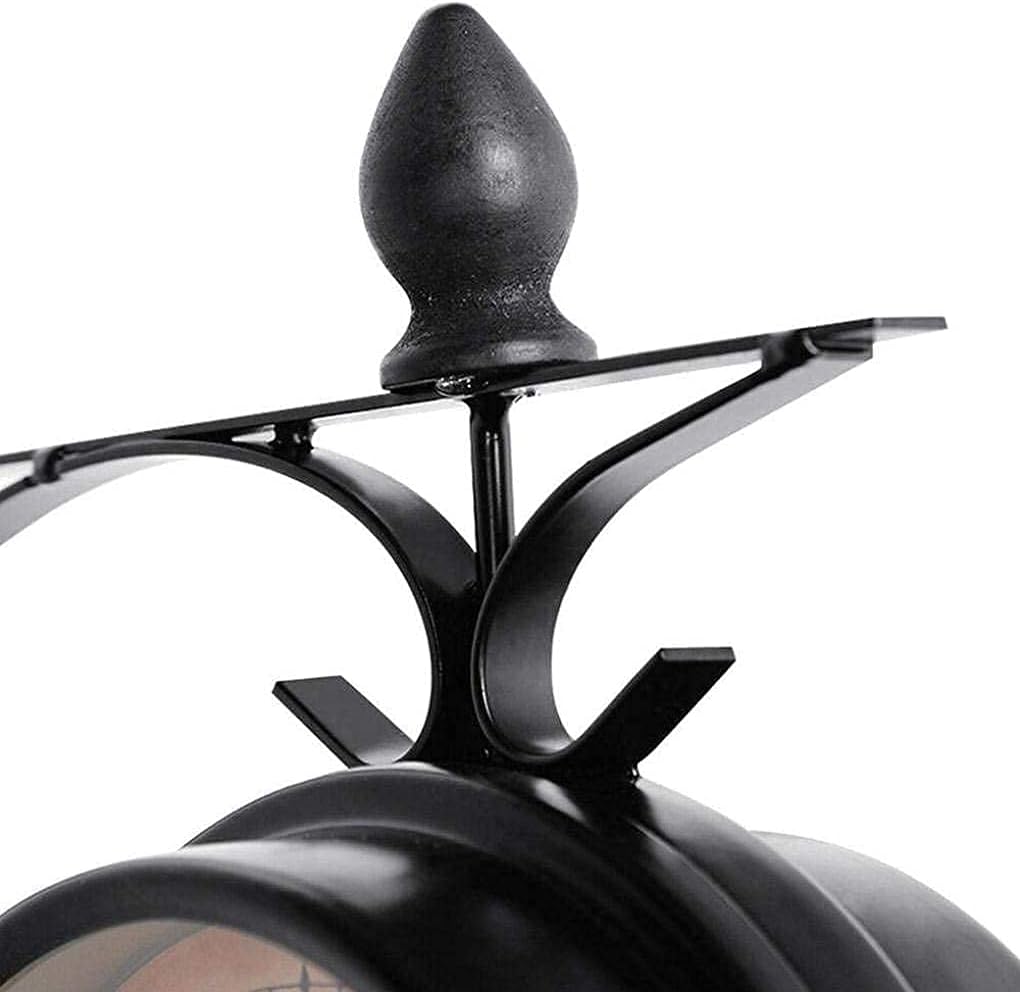 Wall Clock, Clocks Outdoor Waterproof, Double-Sided Outdoor Clocks for The Garden Wall Mounted Battery Powered Metal Hanger Outside Clock