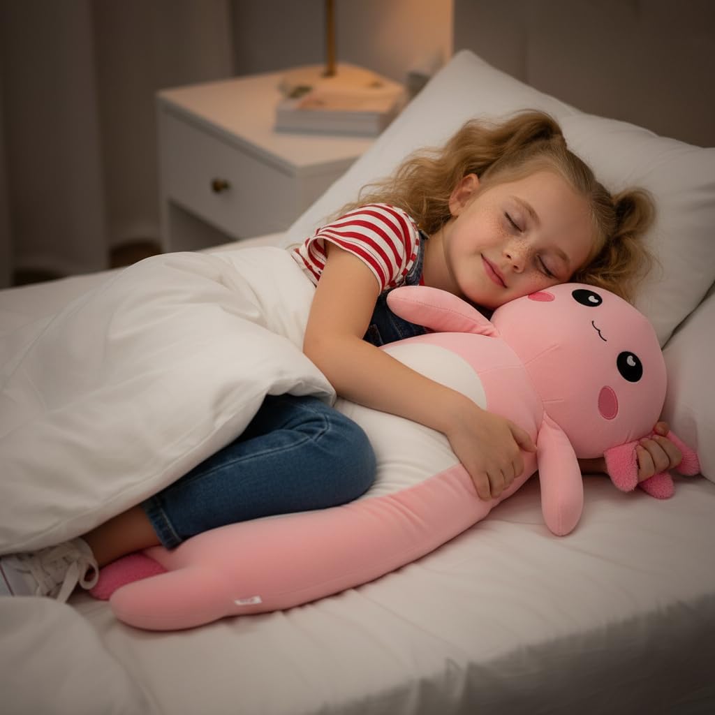 Long Axolotl Plush Pillow, Pink Axolotl Stuffed Animal for Girls and Boys Salamander Plush Toy Gift for Christmas (Pink, 65cm/25.59inch) - Image 2