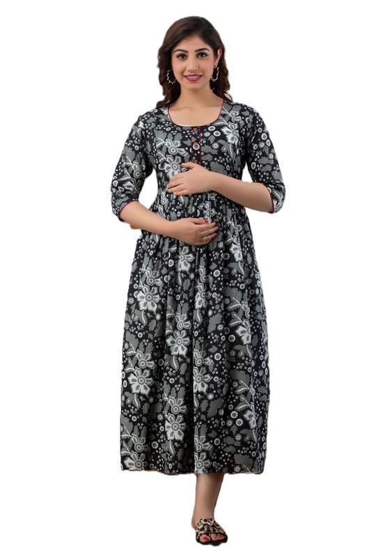 omsha Women's Cotton Floral Printed Anarkali Maternity Kurti for Women Cotton Styl-31-picture-12