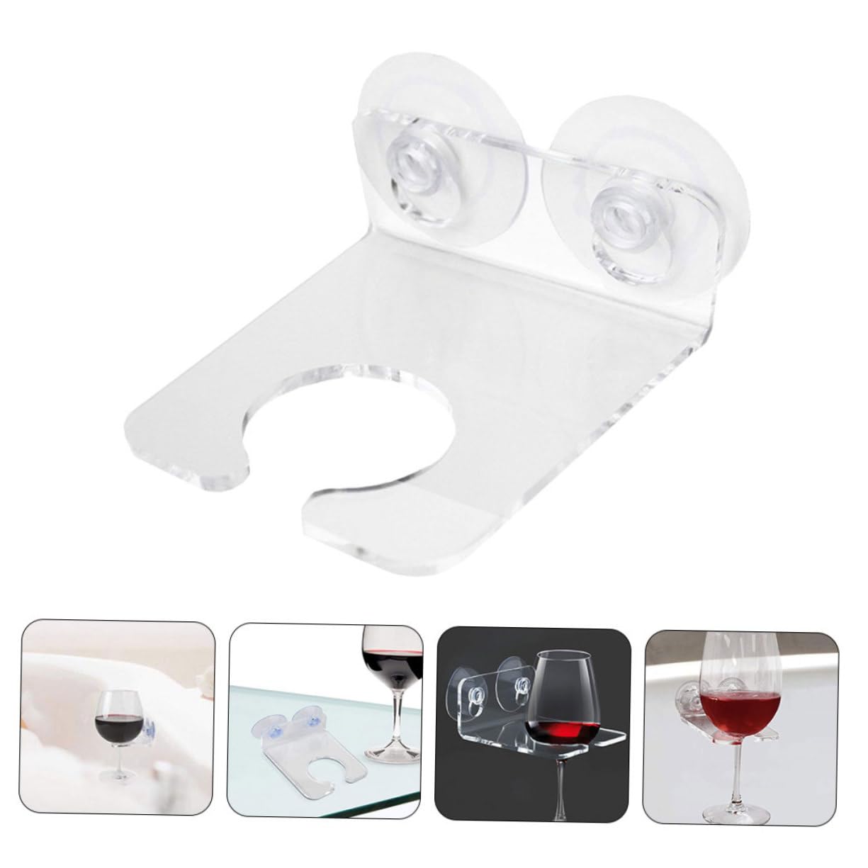 Cabilock 5 Juegos Estante De Copa De Vino Soporte para Vino En La Bañera Portavasos para Bañera Titular De La Cerveza De La Bañera Pegar En Portavasos Acrílico Transparent 2 Piezas * 5