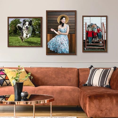 HLiWEGNS Dark Brown 20x26 Frame -Single Frame - Rustic Woodgrain 20 x 26 Poster Frame with Plexiglass for Wall Gallery Display, 20x26 Picture Frame for Puzzles, Artwork, Photos and Posters by HLiWEGNS - Used condition - Image 2
