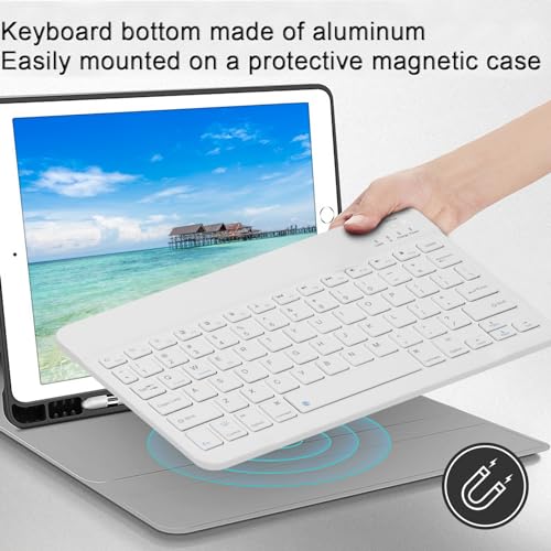 Image of Bluetooth Keyboard and Mouse Combo Ultra-Slim Portable Rechargeable Compact Wireless Mouse Keyboard Set for Pad /iPad Pro /iPad Mini /iPad Air Mac OS,Android Windows iOS and Above(White)