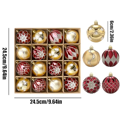 Ensemble de décorations d'arbre de Noël classique et suspensions de fête - 16 pcs - 6
