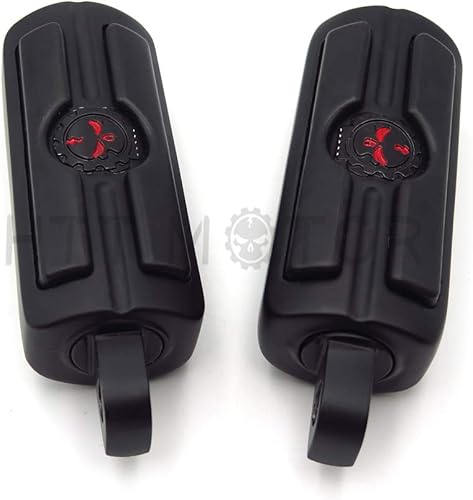 Miniatura 2 de HTTMT MT216-086+216-051- 1 pulgada de 0.984in para montar barras de choque de autopista, cráneo compatible con Harley negro