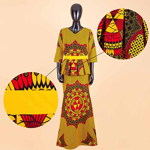 African Clothes for Women Dashiki Print Top and Skirts 2 Piece Set Outfits Ankara Party Wedding Suit2