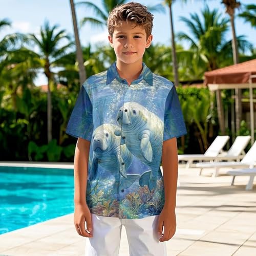 Uourmeti Toddler Boys Hawaiian Dress Shirts Summer Blouse Short Sleeve Button Down Tops4