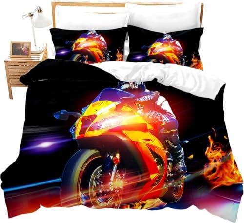 Housse de couette 200X200 cm imprimé motocross 3D en microfibre haute densité texturée - 2