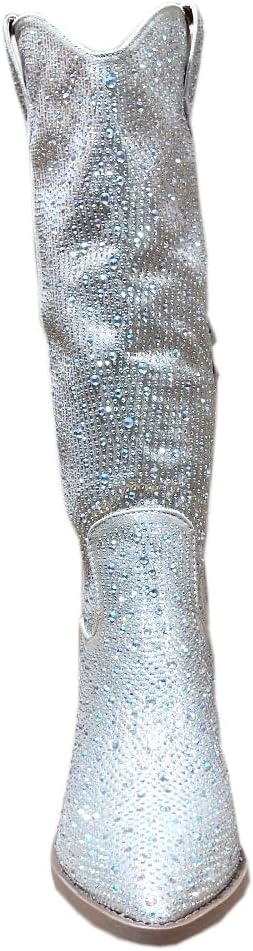 ABSOLEX Women Western Cowgirl Cowboy Pointed Toe Rhinestone Knee High Boots - 第 34/64 張圖片