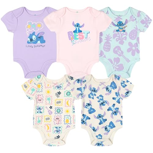 Image of Disney Classics The Aristocats Lion King Winnie the Pooh Pixar Toy Story Baby Girls 5 Pack Bodysuits Newborn to Infant