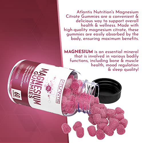 Atlantis Nutrition MAGNESIUMGUMMIES60 Magnesium Gummies - 770 Mg Magnesium Citrate - Promotes Calmness & Improves Sleep. Helps Muscles Recover & Relieves Cramps thumb #5