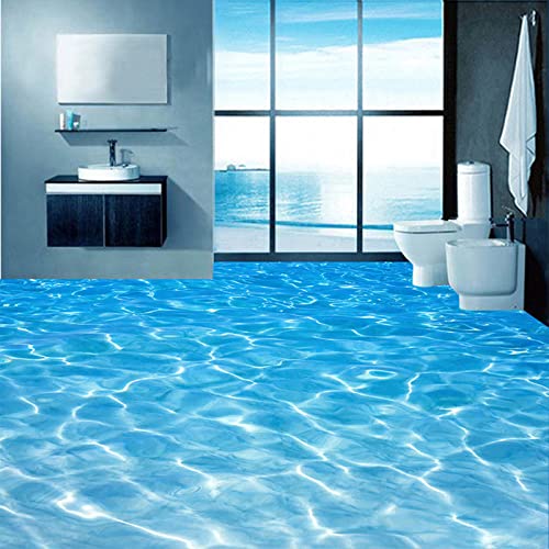 Sheroching Pvc Self-Adhesive Floor Tile Mural 3D Wallpaper Blue Seawater Ocean Home Tile Bathroom Bedroom Art Stickers #TOP2