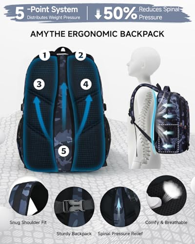 Mochila adolescente niño para escuela y viaje con camuflaje 3