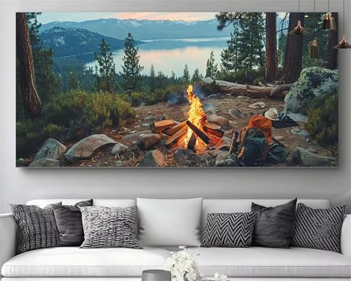 Diamond painting forêt et lac en kit complet 5D pour broderie diamant 30x90cm M799