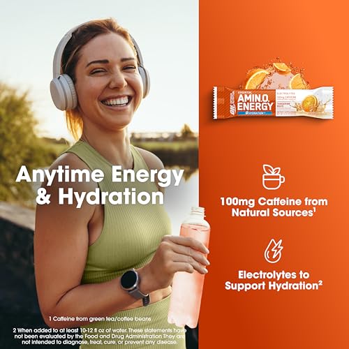 Image of Optimum Nutrition Amino Energy Hydration Packets, On-The-Go Energy Powder Stick Packs, Tangerine Wave, 25 Count