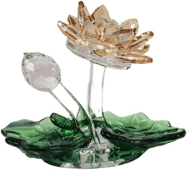 Kristalllotus-Figur, Tischdekoration, facettierte Kristallblume, dekorative Statue für Wohnzimmer, Schlafzimmer, Schreibtisch, Regal, Heimdekoration, Geschenk