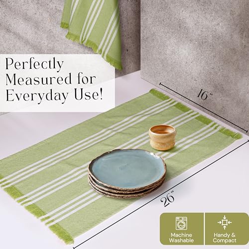 Image of Stripe Tea Towels 4 Pack, 16x26 Inches, Dish Towels for Kitchen Drying, Reusable Rags, Absorbent and Washable Cloths, Cleaning Towels for Dishes and Everyday Use - Lemon Green