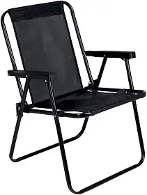 Cadeira de Praia Alta Dobrável Aço Preto 110Kg