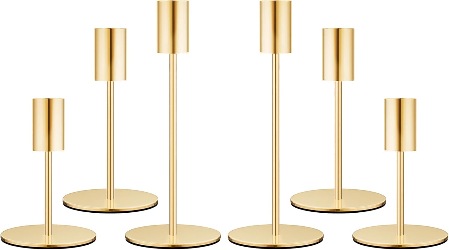Set of 6 French Gold Taper Candle Holders Candlestick Holders, Decor Candle Stick Candle Holder for Table or Mantel Centerpiece, Wedding, Dinning, Party Home Decor French Gold set of 6