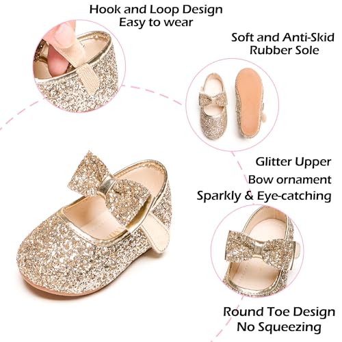 Image of PHIRAMIN Toddler Flower Girl Dress Shoes - Little Girl Mary Janes Flats Wedding