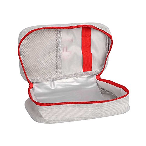 Image of Portable First Aid Bag Medical Carrying Handbag with Compartment Empty Zipper Emergency Pouch for Home Travel Camp Hiking Small Medicine Packet Organizer Kit with Handle Survival Storage Case 1 Pack