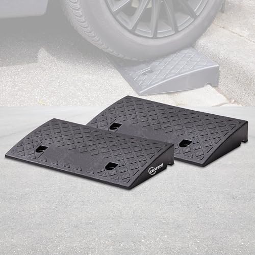 cartrend Bordsteinrampen 2er-Set, tragbar, Rollstuhlrampe für Auto, Motorrad, Rollstuhl, Rollator, schwarz